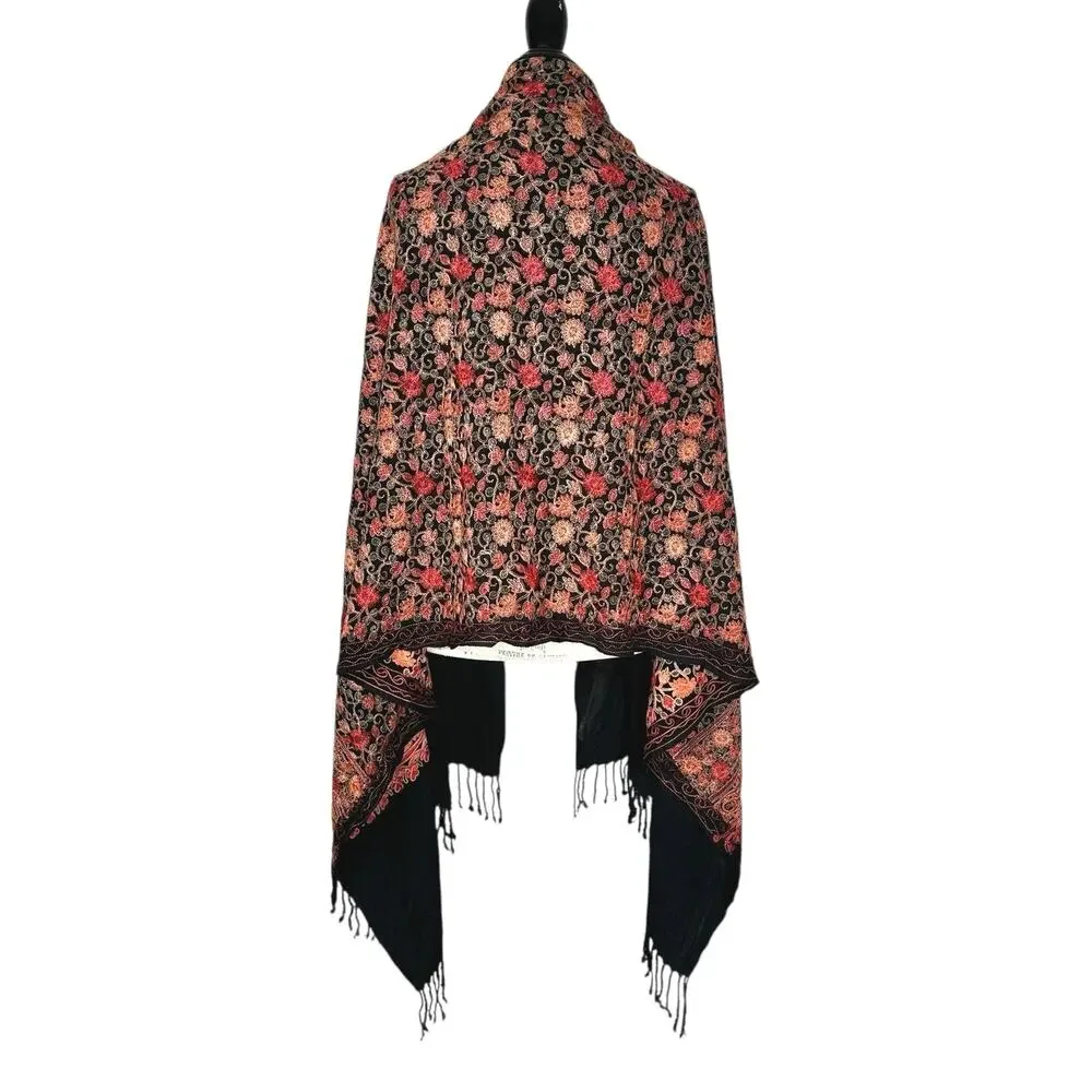 Unbranded | Women | Kashmiri Indian Floral Embroidered Wool Scarf Shawl | OS